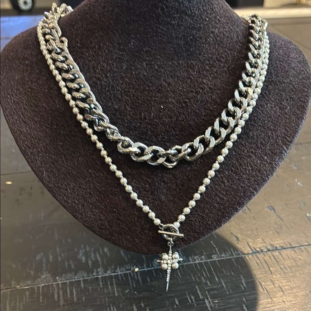Simply Vera Vera Wang Statement Layered Elegant Silver Chain Necklace Set